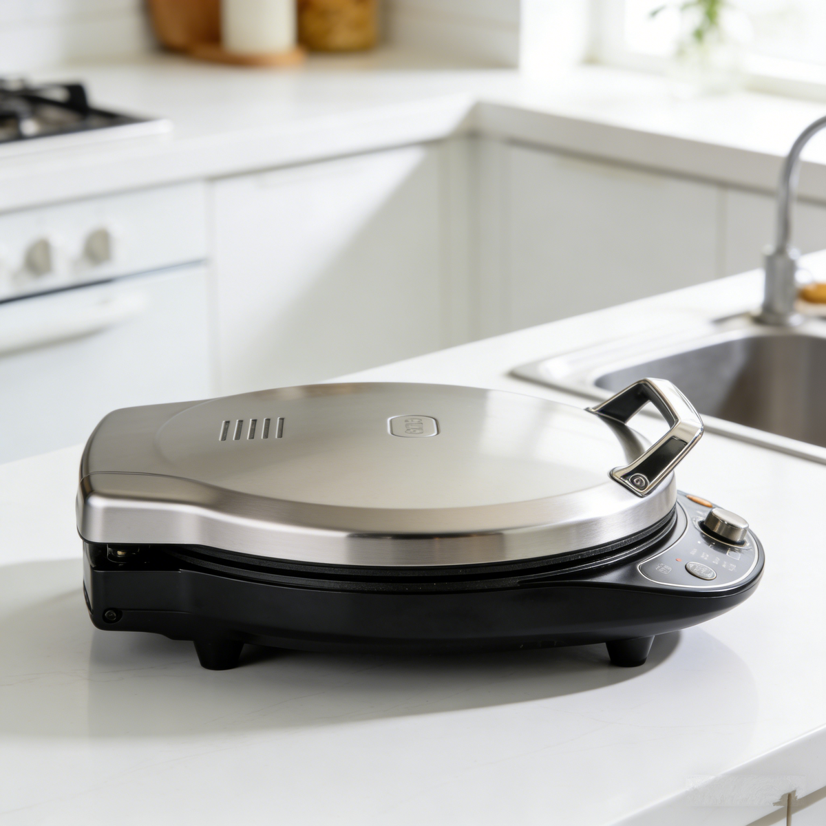 Dual-Sided Non-Stick Electric Pancake Maker – Fast Heating, Temperature Adjustable, Compact Design for Breakfast, Snacks & Daily Home Cooking. 🌿