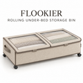 FLOOKIER® Rolling Under-Bed Storage Bin – Clear-Window Split Lids, Pull Handles & Wheels for Clothes and Bedding