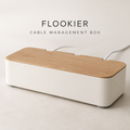 FLOOKIER® Cable Management Box – Wood Lid & Rear Cable Openings for Desk and Living Room Organization