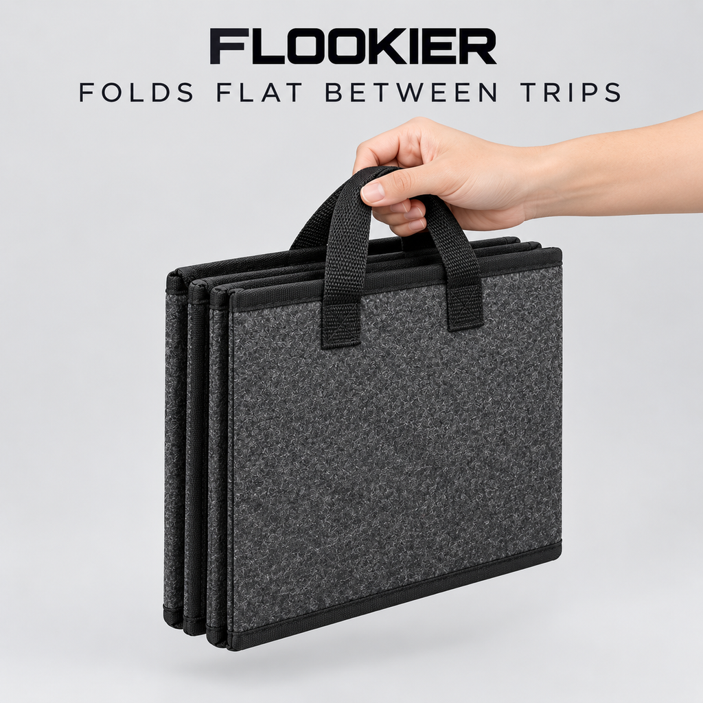 FLOOKIER® Foldable Car Trunk Organizer – 3 Compartments & Carry Handles for Groceries, Blankets and Car Supplies