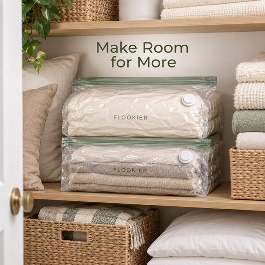FLOOKIER® Vacuum Storage Bag Set – Space-Saving Bags with Hand Pump for Bedding, Clothes and Travel
